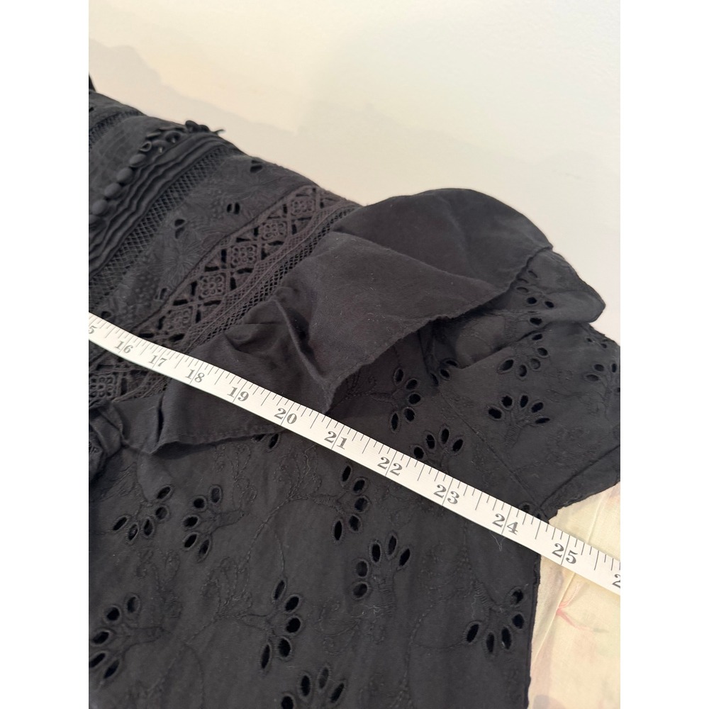All Saints Prim Broderie Dress Black Eyelet Lace Ruffle Mini US 6 - Picture 11 of 12